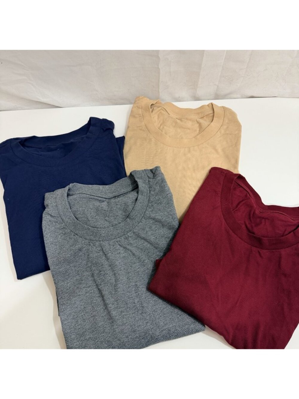 Tonys Collection 4-Pack Men’s Short Sleeve T-Shirts Gray, Navy, Khaki, Maroon L